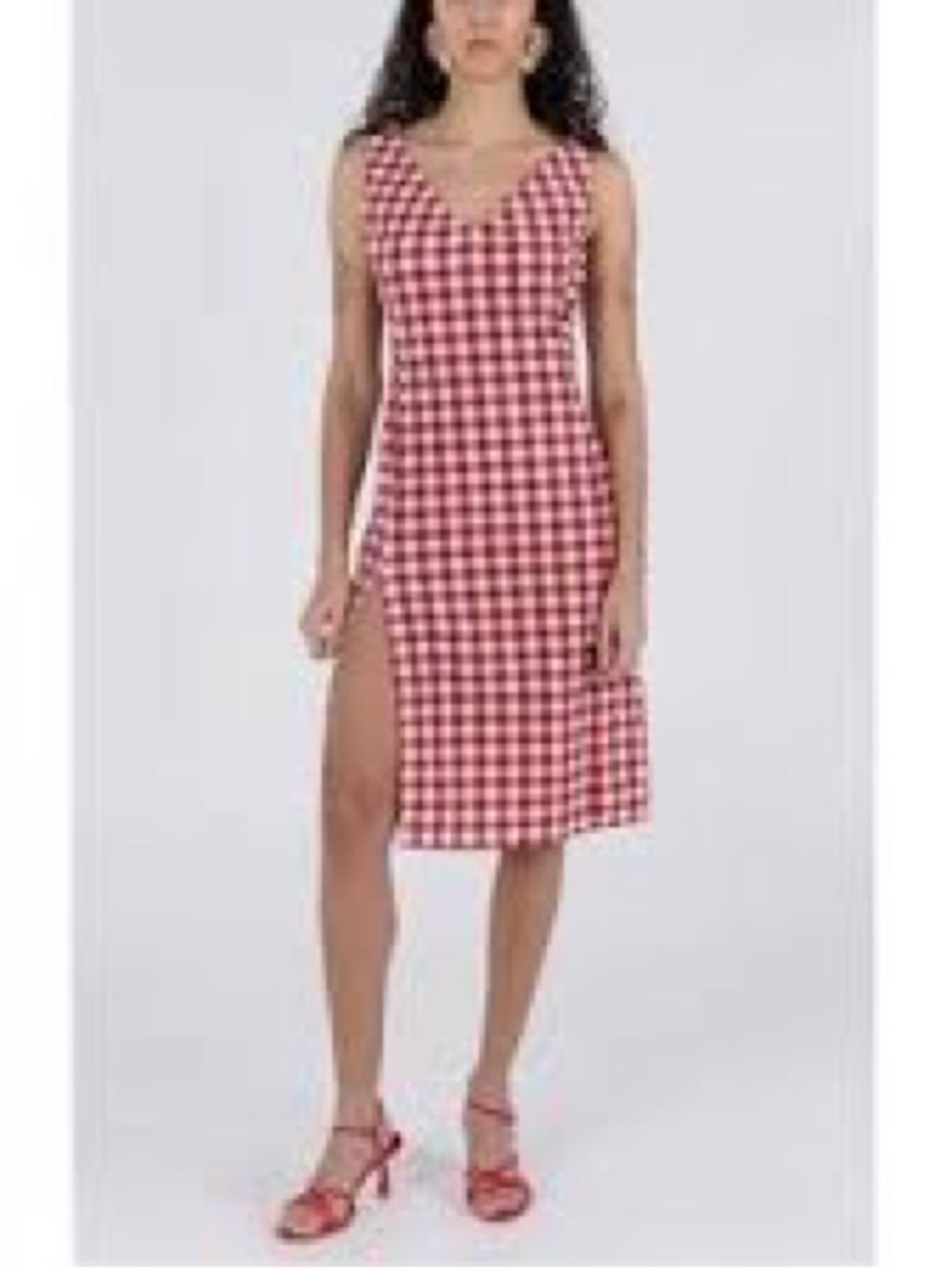 WRAY 2X red and white gingham checkered sleeveless shift mini dress plus women’s